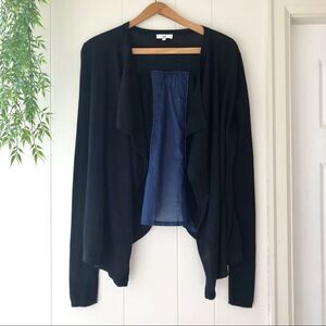 SOH Cotton Waterfall Cardigan Open Black Blue